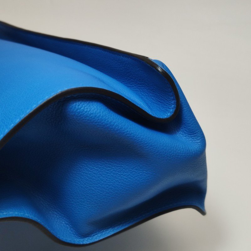 Hermes Etribelt35手提包Evercolor牛皮銀扣B3坦桑尼亞藍框Q刻-19