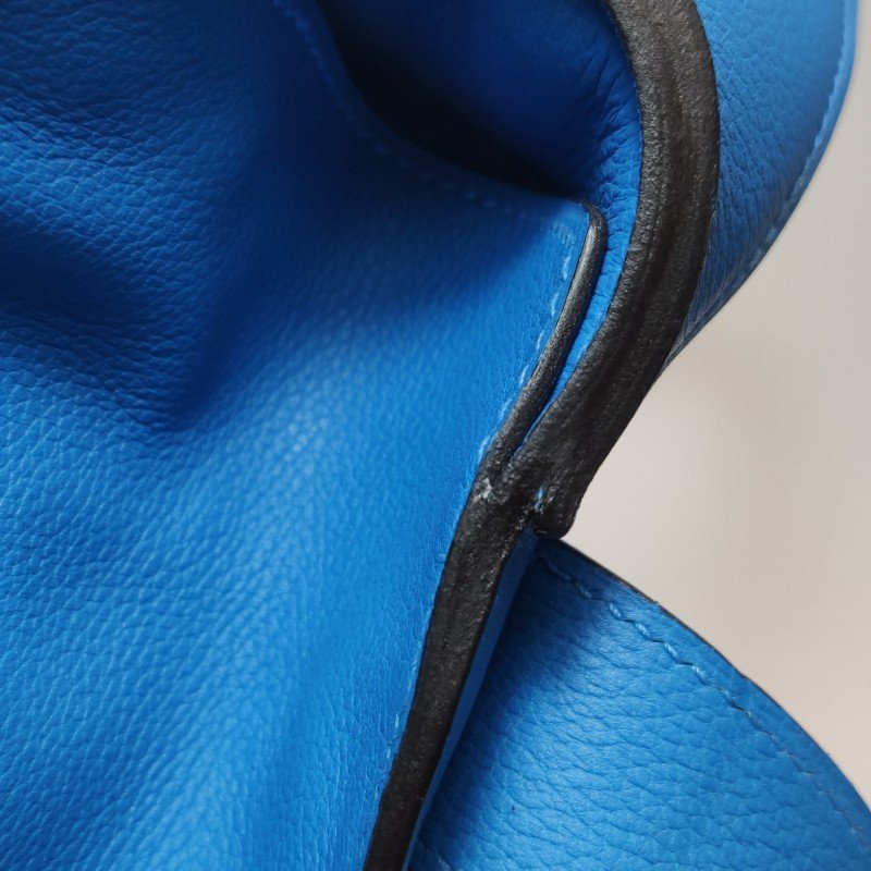 Hermes Etribelt35手提包Evercolor牛皮銀扣B3坦桑尼亞藍框Q刻-22