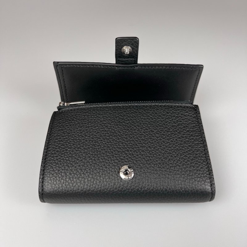 LOEWE 黑粒面小牛皮小型直式錢包-5