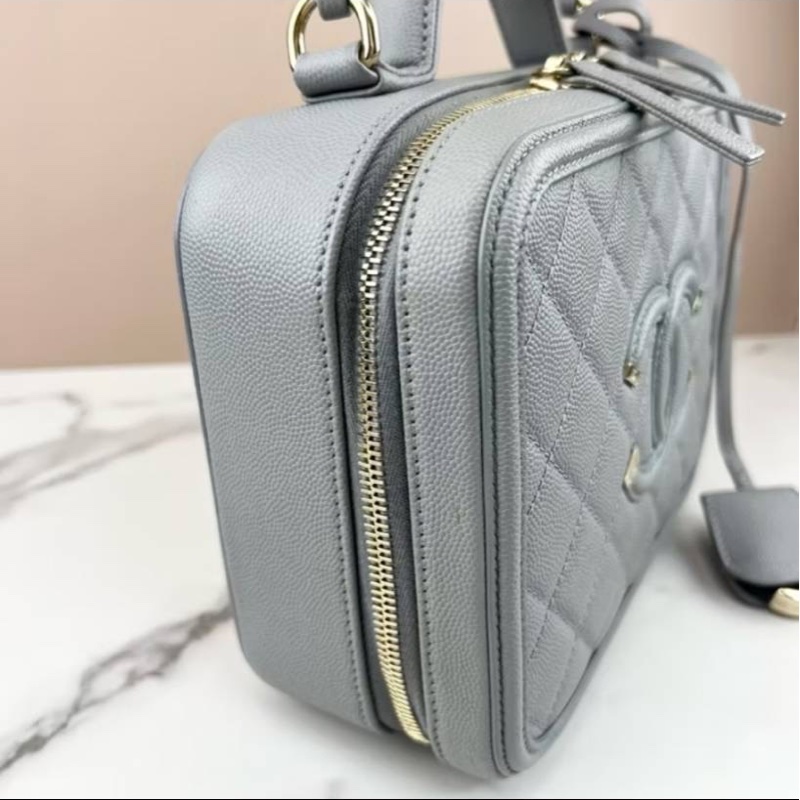 大全配台灣購證二手正品chanel A93343vanity case 21cm 相機包 荔枝牛-3