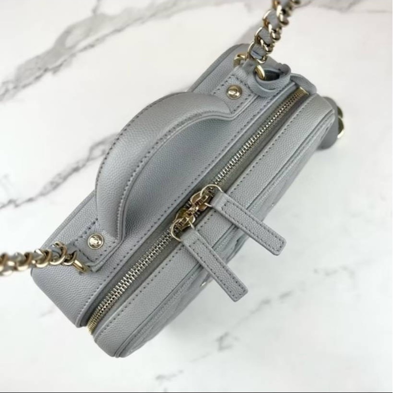 大全配台灣購證二手正品chanel A93343vanity case 21cm 相機包 荔枝牛-4