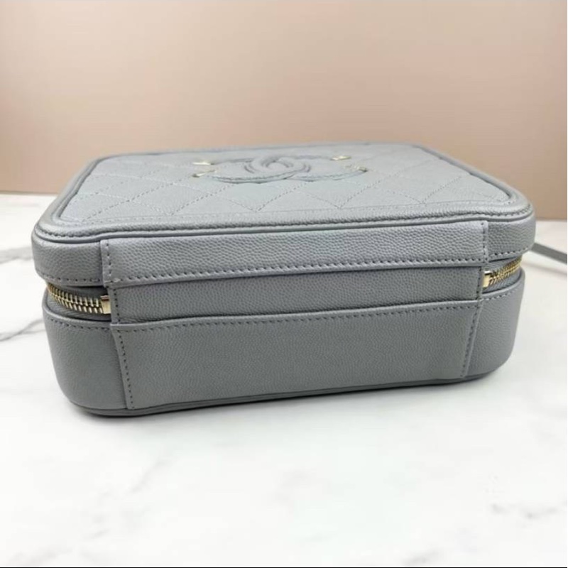 大全配台灣購證二手正品chanel A93343vanity case 21cm 相機包 荔枝牛-5