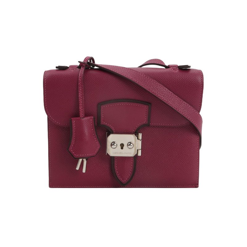 Hermes Illico斜挎包單肩包Epsom牛皮銀扣P9海葵紫框O刻-0