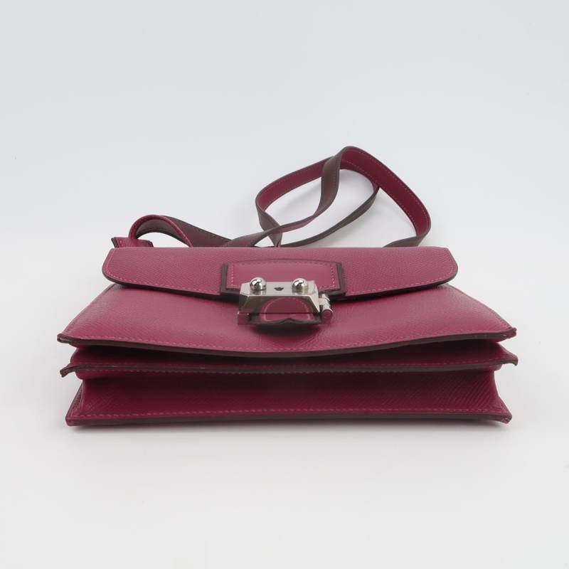 Hermes Illico斜挎包單肩包Epsom牛皮銀扣P9海葵紫框O刻-5