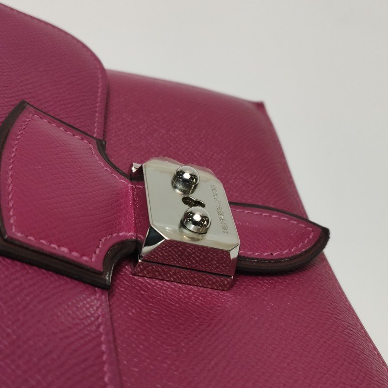 Hermes Illico斜挎包單肩包Epsom牛皮銀扣P9海葵紫框O刻-10