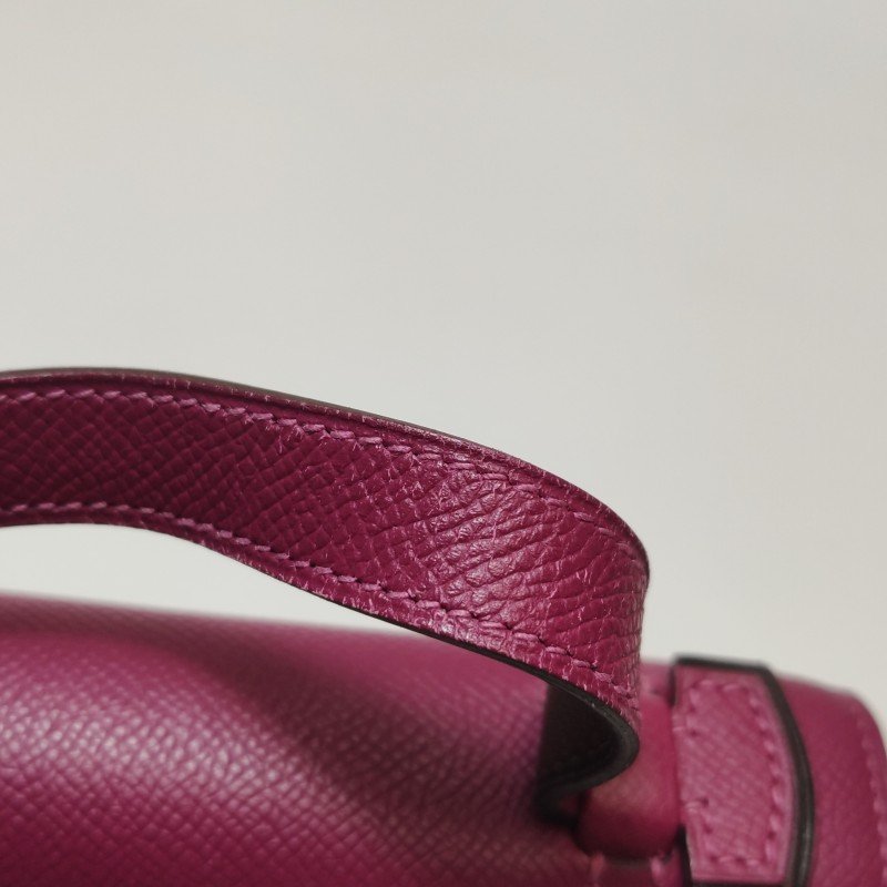 Hermes Illico斜挎包單肩包Epsom牛皮銀扣P9海葵紫框O刻-14