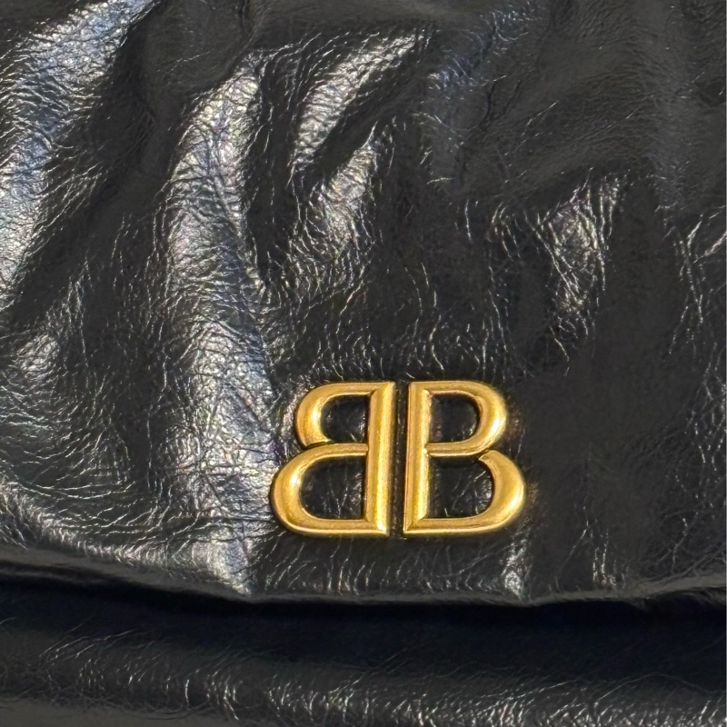 巴黎世家/Balenciaga MONACO系列 黑金鏈義大利牛皮單肩包-3