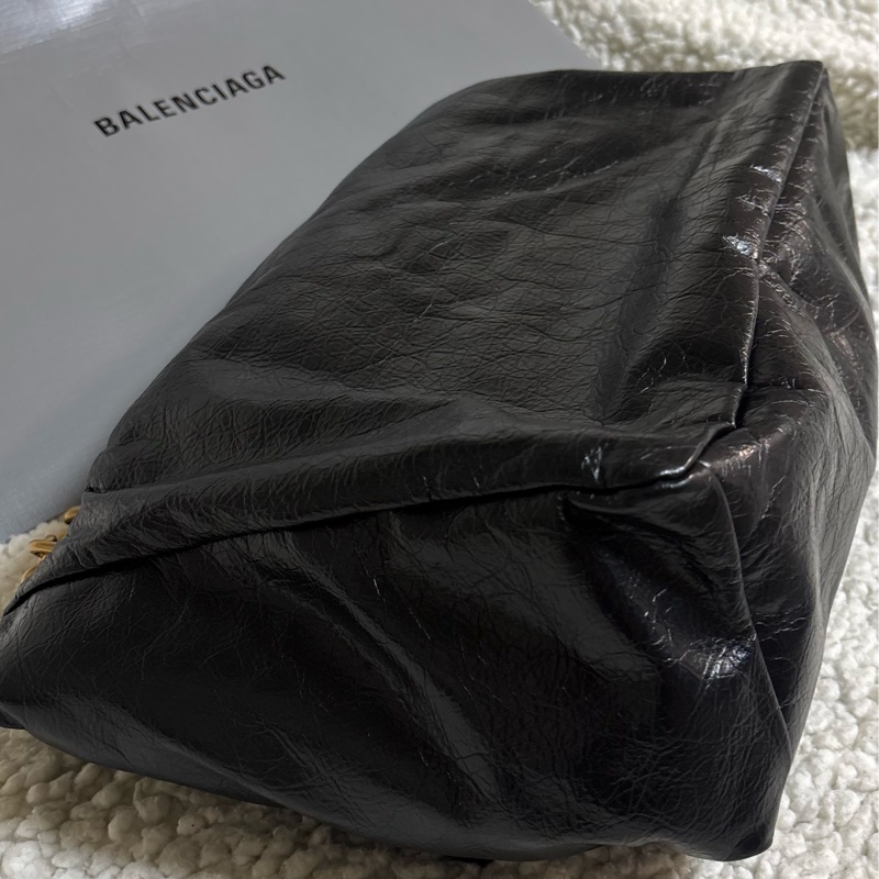 巴黎世家/Balenciaga MONACO系列 黑金鏈義大利牛皮單肩包-10