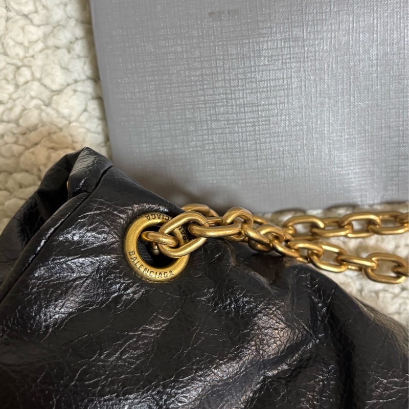 巴黎世家/Balenciaga MONACO系列 黑金鏈義大利牛皮單肩包-14