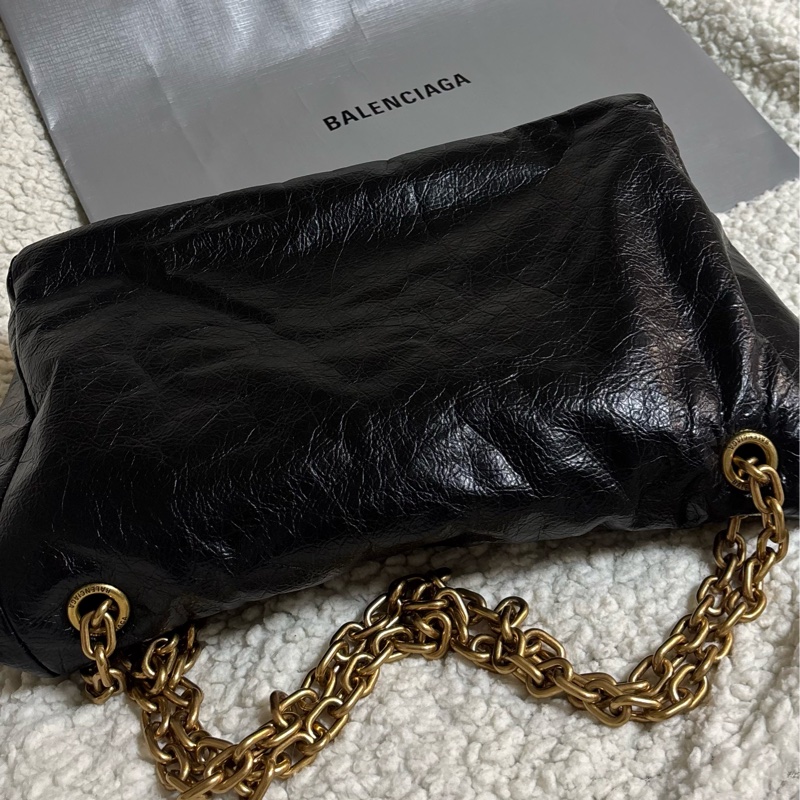 巴黎世家/Balenciaga MONACO系列 黑金鏈義大利牛皮單肩包-16