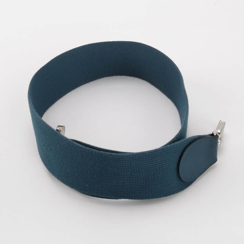 Hermes Toolbox26寬肩帶旋扣牛奶盒單肩包Clemence(TC)牛皮銀扣1P鴨子藍T刻-8