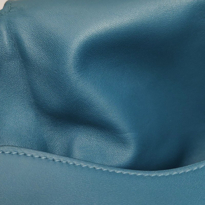 Hermes Toolbox26寬肩帶旋扣牛奶盒單肩包Clemence(TC)牛皮銀扣1P鴨子藍T刻-9