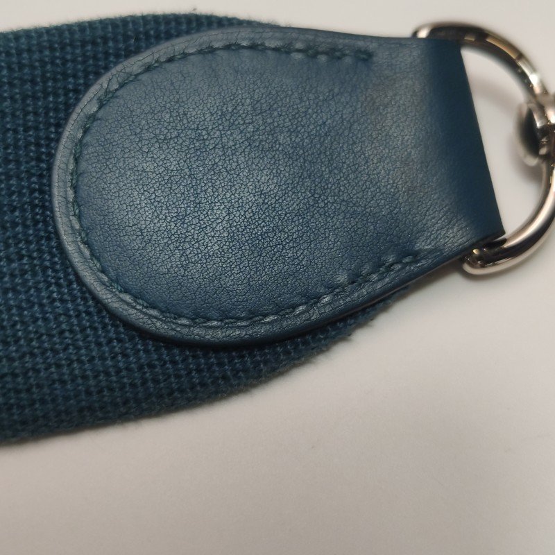 Hermes Toolbox26寬肩帶旋扣牛奶盒單肩包Clemence(TC)牛皮銀扣1P鴨子藍T刻-15