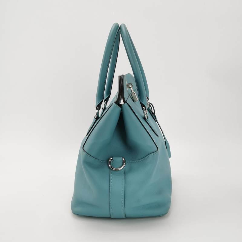 Hermes Toolbox26寬肩帶旋扣牛奶盒單肩包Swift牛皮銀扣75牛仔藍T刻-3