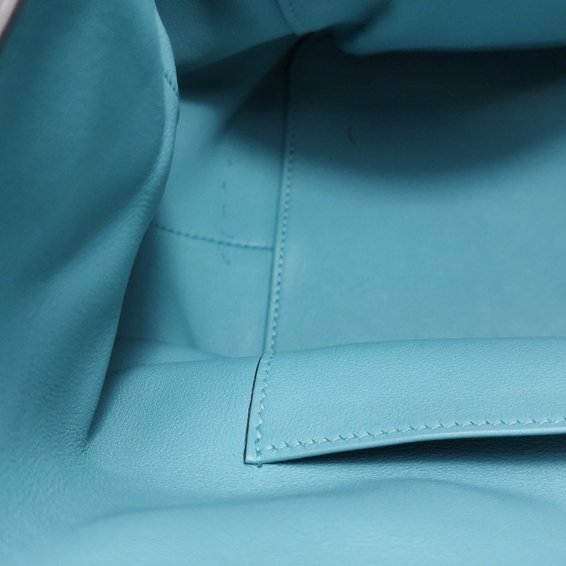 Hermes Toolbox26寬肩帶旋扣牛奶盒單肩包Swift牛皮銀扣75牛仔藍T刻-9