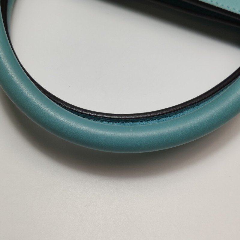 Hermes Toolbox26寬肩帶旋扣牛奶盒單肩包Swift牛皮銀扣75牛仔藍T刻-20