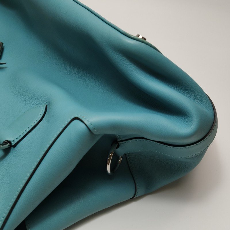 Hermes Toolbox26寬肩帶旋扣牛奶盒單肩包Swift牛皮銀扣75牛仔藍T刻-21