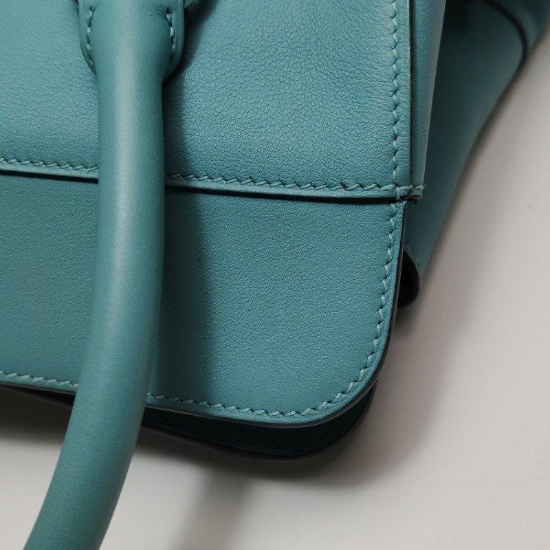 Hermes Toolbox26寬肩帶旋扣牛奶盒單肩包Swift牛皮銀扣75牛仔藍T刻-22