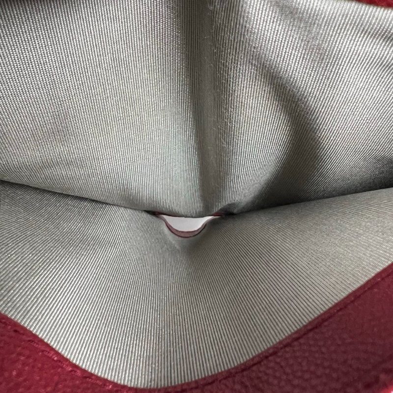 CHANEL 荔枝皮革釦式短夾 紅 16開-7