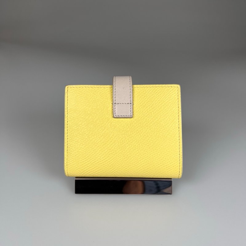 CELINE 黃拚灰釦式短夾-1