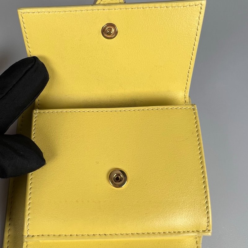 CELINE 黃拚灰釦式短夾-7