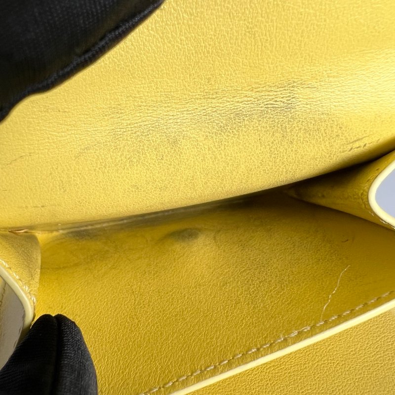 CELINE 黃拚灰釦式短夾-9