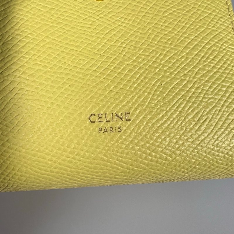 CELINE 黃拚灰釦式短夾-10