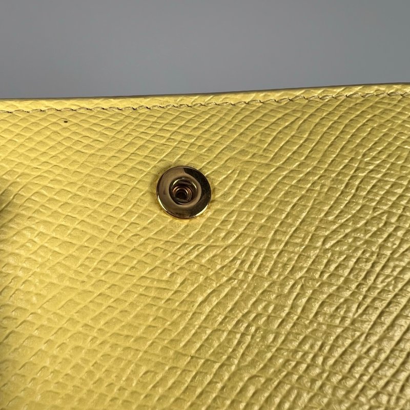 CELINE 黃拚灰釦式短夾-11