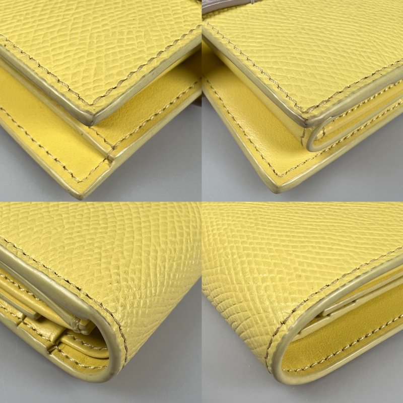 CELINE 黃拚灰釦式短夾-14