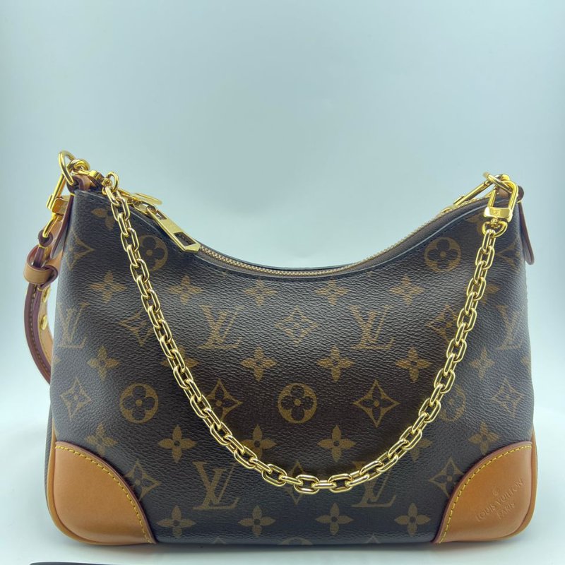 路易威登 BOULOGNE 老花金扣黃牛角單肩斜背兩用包-6