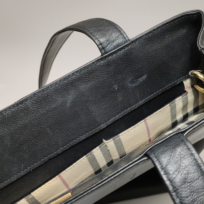 Burberry牛皮純色字母Logo子母包單肩包-9