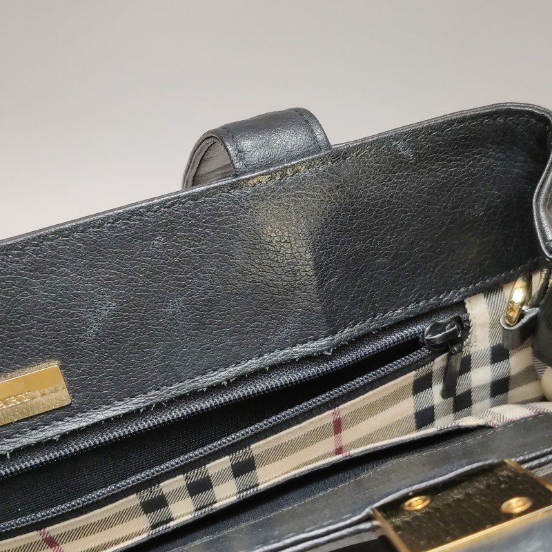 Burberry牛皮純色字母Logo子母包單肩包-10