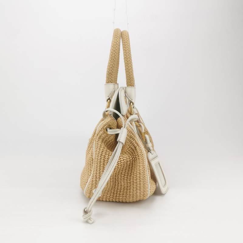 Prada牛皮拼色三角徽標編織包身手提包-3