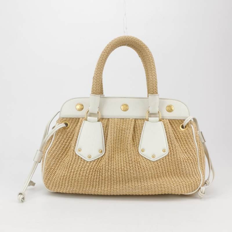 Prada牛皮拼色三角徽標編織包身手提包-4