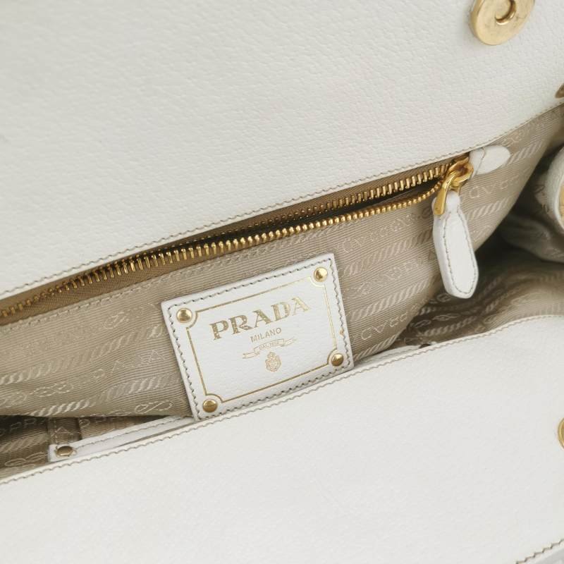 Prada牛皮拼色三角徽標編織包身手提包-7