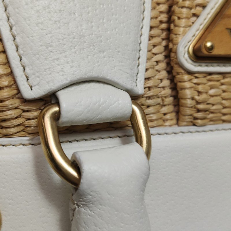 Prada牛皮拼色三角徽標編織包身手提包-11