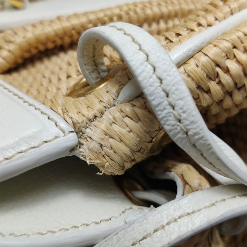 Prada牛皮拼色三角徽標編織包身手提包-12