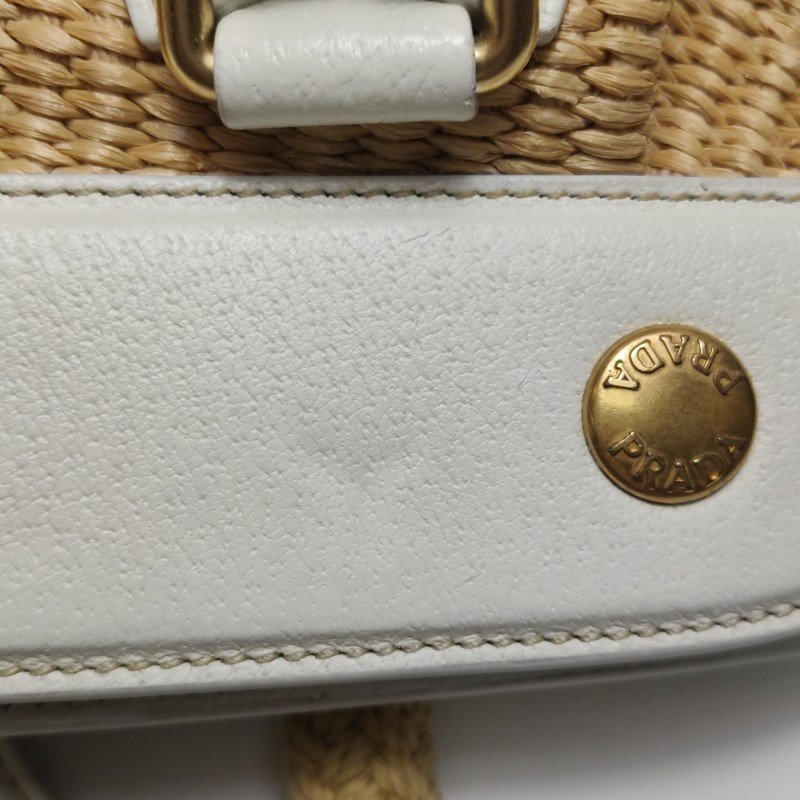 Prada牛皮拼色三角徽標編織包身手提包-20