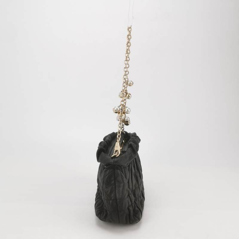 Dior Delices羊皮純色褶皺珍珠鏈條單肩包-2