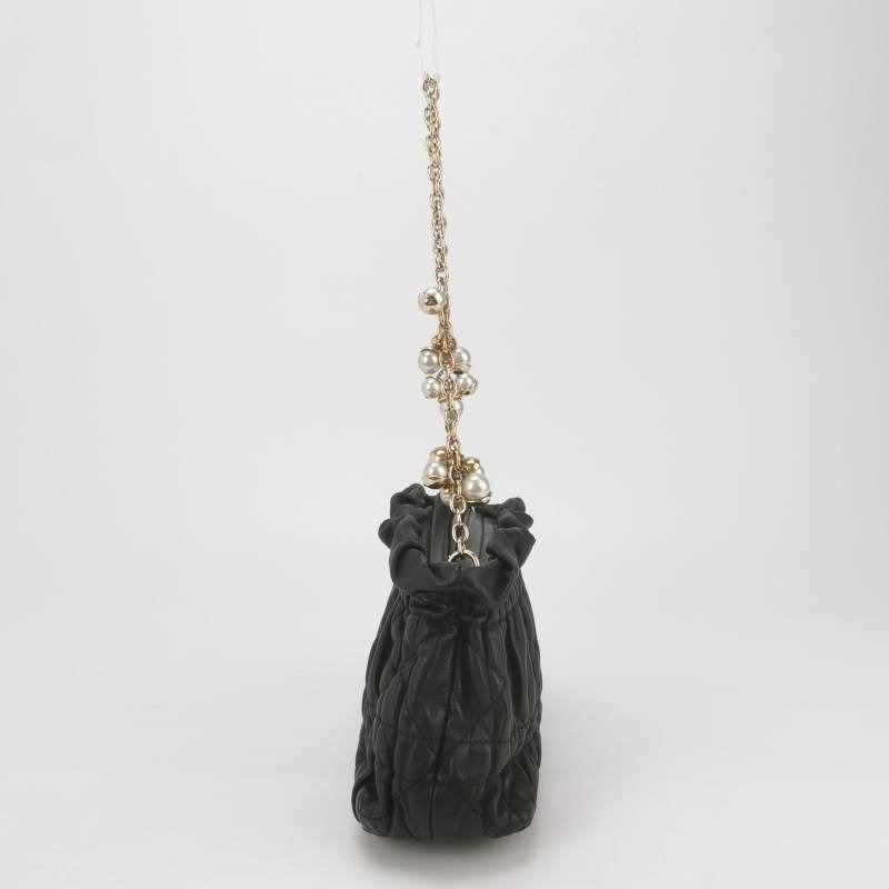 Dior Delices羊皮純色褶皺珍珠鏈條單肩包-3