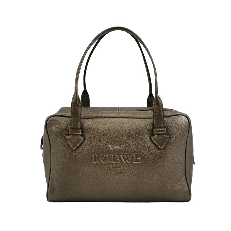 Loewe牛皮純色字母logo壓紋手提包-0