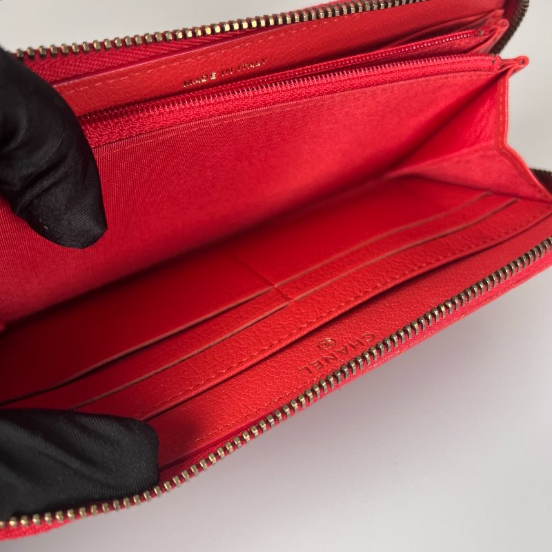 CHANEL Border stitchㄇ拉長夾 紅 22開-7