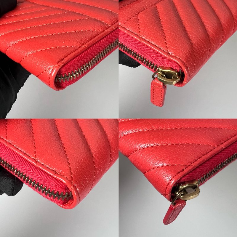 CHANEL Border stitchㄇ拉長夾 紅 22開-8