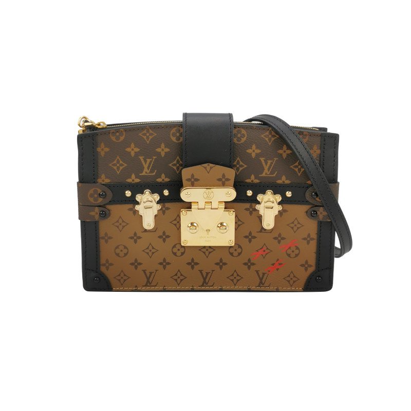 Louis Vuitton(LV)Trunk Clutch軟箱牛皮拼色Monogram印花S-lock鎖扣斜挎包晶片款-0