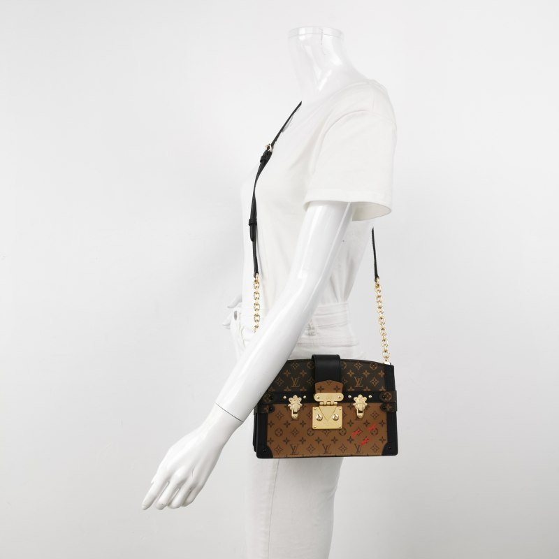Louis Vuitton(LV)Trunk Clutch軟箱牛皮拼色Monogram印花S-lock鎖扣斜挎包晶片款-1