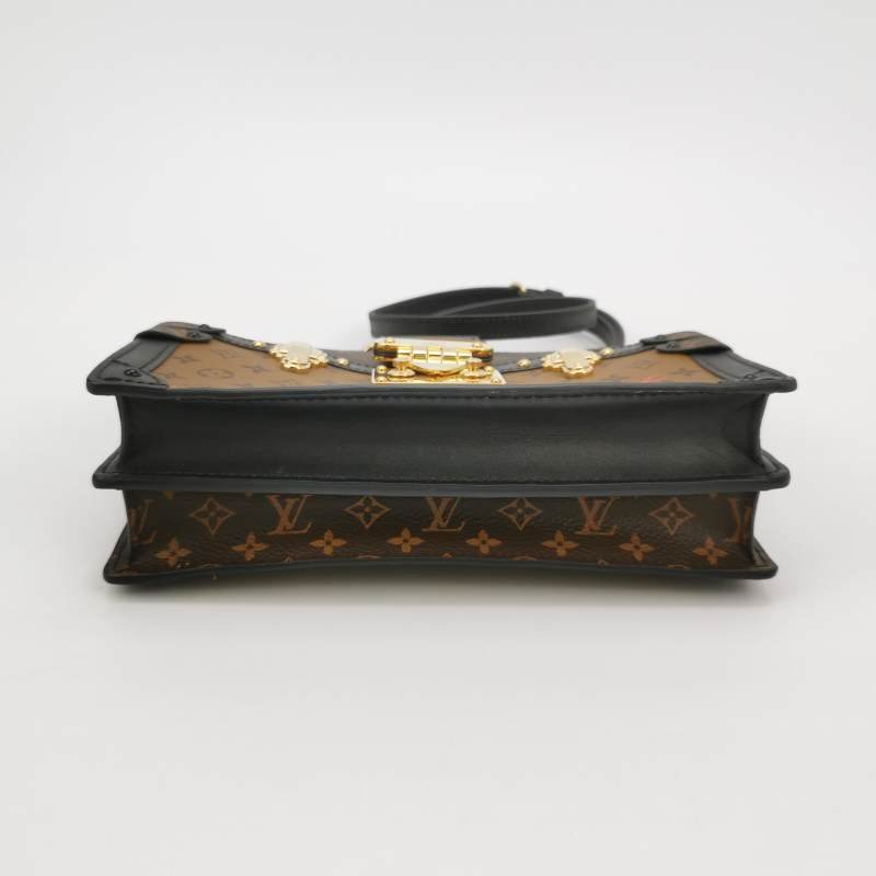 Louis Vuitton(LV)Trunk Clutch軟箱牛皮拼色Monogram印花S-lock鎖扣斜挎包晶片款-5