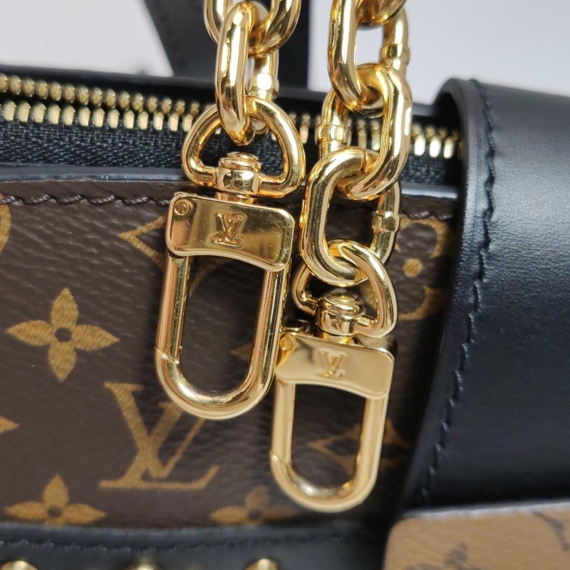 Louis Vuitton(LV)Trunk Clutch軟箱牛皮拼色Monogram印花S-lock鎖扣斜挎包晶片款-10