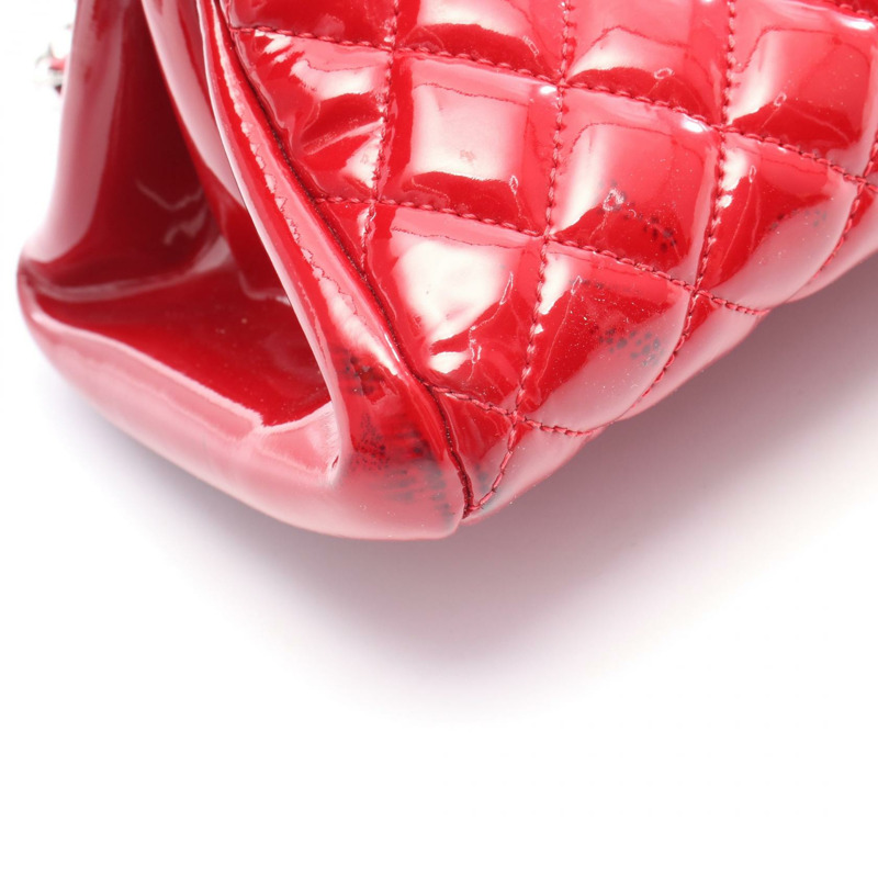 香奈兒 Mademoiselle 保齡球鏈條肩背包,漆皮紅色,SHW 二手女士-9