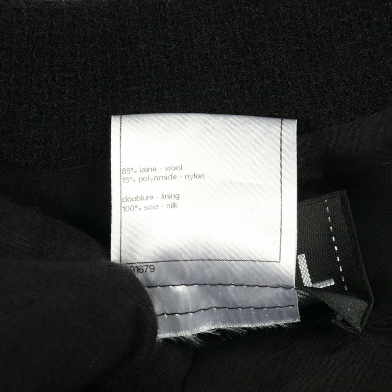 香奈兒 COCO 標誌珍珠紐扣 其他外套 羊毛 尼龍 黑色 二手 女-4