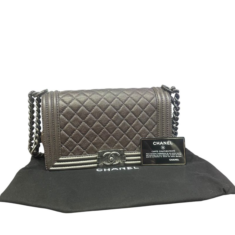 【美收精品】CHANEL銀灰色BOY 25 4-684-22